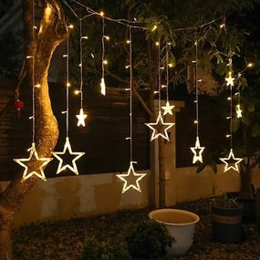 Karácsonyi LED fényfüggöny, LED csillagok, karácsonyi fények, füzér lámpa, Kiscsillag - Nagy Csillag 3m 120 Leddel Fényfüzér