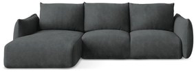 Sötétszürke zsenília kinyitható sarokkanapé (bal oldali-heverő résszel) Leila – Makamii