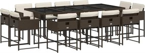 vidaXL 13 részes barna polyrattan kerti ülőgarnitúra párnákkal