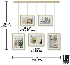 Aranyszínű fém fali képkeret szett 5 db-os 70x80 cm Exhibit – Umbra