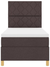 Box Spring Ágy Matraccal &amp; LED Sötét Barna 90x200 cm Szövet