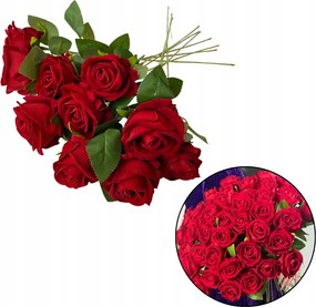 10x Piros Velúr Rózsa Rózsakép Premium 50cm