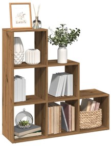3 szintes kézműves tölgy fa elválasztó könyvespolc 99x29x99 cm