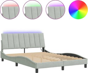 vidaXL világosszürke bársony ágykeret LED-ekkel matrac nélkül Hanko 140 x 190 cm