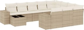 vidaXL 11 részes bézs polyrattan kerti ülőgarnitúra párnákkal