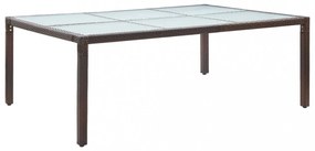 barna polyrattan kültéri étkezőasztal 200 x 150 x 74 cm