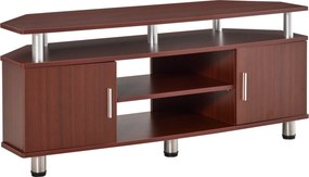 HOMCOM Klasszikus TV állvány nappaliba, 2 polccal és 2 szekrénnyel, MDF és rozsdamentes acél, Barna, 120x39,5x52cm | Aosom