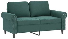 kétszemélyes sötétzöld bársony kanapé 120 cm
