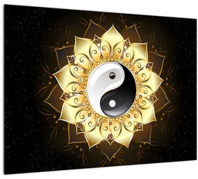 Kép - arany yin-yang (üvegen) (70x50 cm)