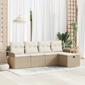 Kerti Kanapé Szett 5 pcs bézs és krémszínű 251 x 117 x 85 cm