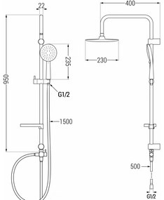 Mexen X67 zuhanygarnitúra felső fejjel 230 mm, króm, 798676791-00