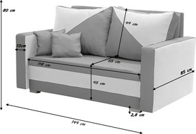 ASTRA1 Kétszemélyes kinyitható kanapé Sötétkék/krém