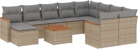 vidaXL 11részes vegyes bézs polyrattan kerti ülőgarnitúra párnákkal