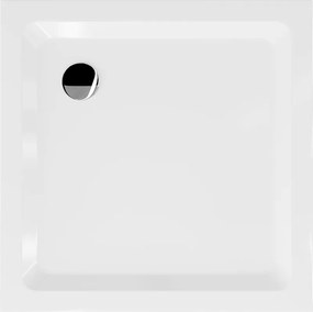 Mexen Flat 100 x 100 cm-es vékony négyzet alakú zuhanytálca, fehér, króm szifonnal - 40101010