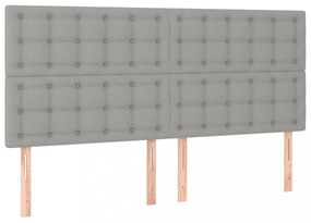 világosszürke szövet rugós és LED-es ágy matraccal 160x200 cm