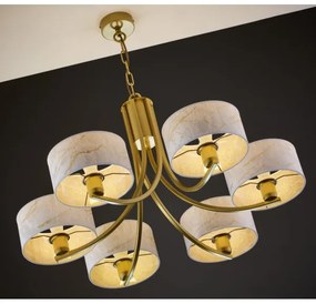 Jupiter 2098 - Láncos csillár ARTHUR 6xE27/15W/230V fehér/arany/márvány dekor