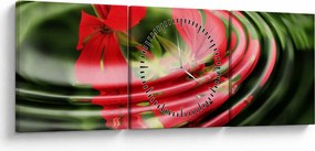 Absztrakt kép - virágok hullámokban (órával) (90x30 cm)