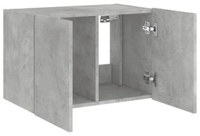 betonszürke falra szerelhető TV-szekrény LED-del 60x35x41 cm