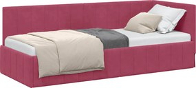 vidaXL Sarokágy keret fejtámlával Bordó 80 cm x 200 cm Bársony