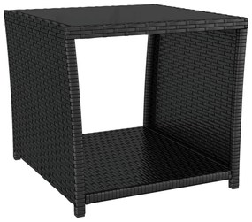 3 részes fekete polyrattan kerti étkezőgarnitúra párnákkal