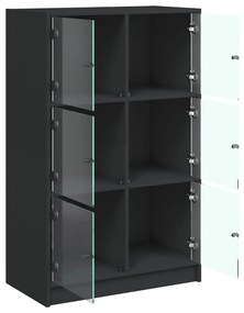 fekete szerelt fa magasszekrény ajtókkal 68 x 37 x 109 cm