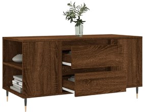 barna tölgyszínű szerelt fa dohányzóasztal 102 x 44,5 x 50 cm