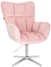 HR650CROSS Púderrózsaszín modern velúr szék krómozott lábbal