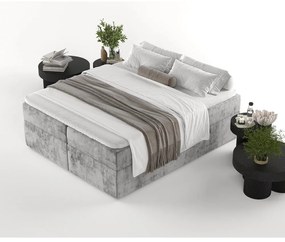 Szürke ágyneműtartós boxspring ágy 200x200 cm Yoko – Maison de Rêve