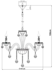 Globo 64118-3 - Csillár láncon TEEJAY 3xE14/40W/230V