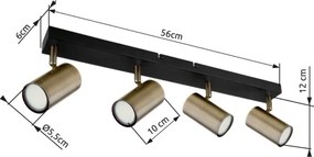 Globo 57911-4M - ROBBY 4xGU10/35W spotlámpa, fekete/fém