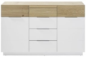 Dubai 4 fiókos komód tölgy, fehér 136 cm