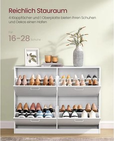 Cipőszekrény 4 billenő ajtóval 24x105x82,7 cm, fehér