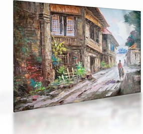 Fülöp-szigeteki falu képe, Ázsia (üvegen) (70x50 cm)