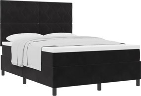 vidaXL Boxrugós ágy matracmal fejtámlával Fekete 140 x 190 cm szövet
