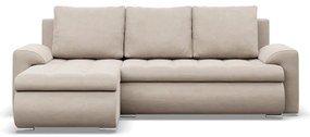 Tokio sarokkanapé, 2 ágyneműtartóval, bársony, baloldali, bézs