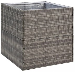szürke polyrattan kerti ültetőláda 80x80x80 cm