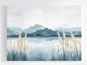 Poszter Tájkép Szabadtéri Táj Hegyek Tó Nád 100x75