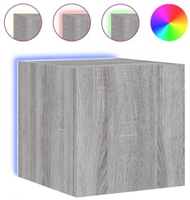 szürke sonoma színű fali TV-szekrény LED-ekkel 30,5x35x30 cm