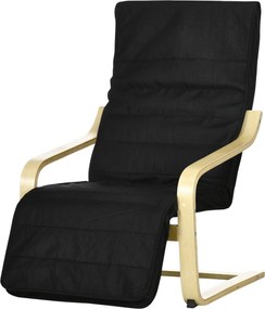 HOMCOM Fotel - Modern Reggelizó Fotel, 5 szintben állítható lábtartóval, Ágynemű Szövetborítással, Kárpitozott Fotel a Hálószobába, Fekete | Aosom