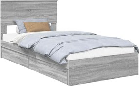 vidaXL Tárolós Ágy fejtámlával Szürke Sonoma 100 x 200 cm Faanyag