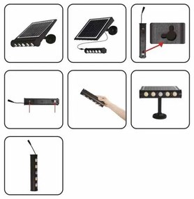 LED napelemes fali lámpa mozgásérzékelővel LED/8W/3,7V 4000 mAh 4000K IP65