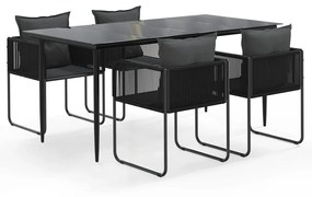 vidaXL 5 részes fekete kerti étkezőgarnitúra