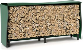 Outsunny Tüzifa Tároló 200 x 36 x 99 cm Vízhatlan Borítással, Állítható Tüzifa Tárolás Kertbe és Teraszra, Fém, Fekete | Aosom