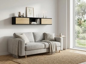 Fali polc szekrényekkel LANZZI 120 cm, fekete/tölgy