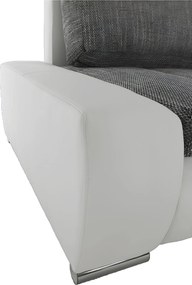 Ülőgarnitúra, műbőr fehér/szövet szürke melír, TONIKS