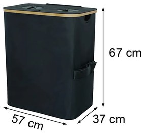 Szelektív palackgyűjtő két rekeszes 140l fekete