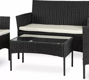 MISSISSIPI kerti bútor szett, fekete-bézs – raktárról