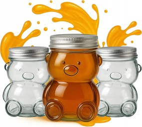 24x Befőttes üveg maci 30ml csavaros kupakkal fűszer befőtt méz dekoráció