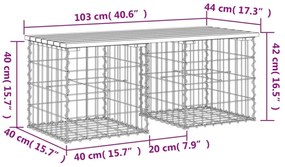 tömör fenyőfa gabion kerti pad 103x44x42 cm