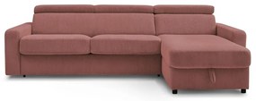 Rózsaszín kordbársony kinyitható sarokkanapé (variálható) Monaco – Bobochic Paris
